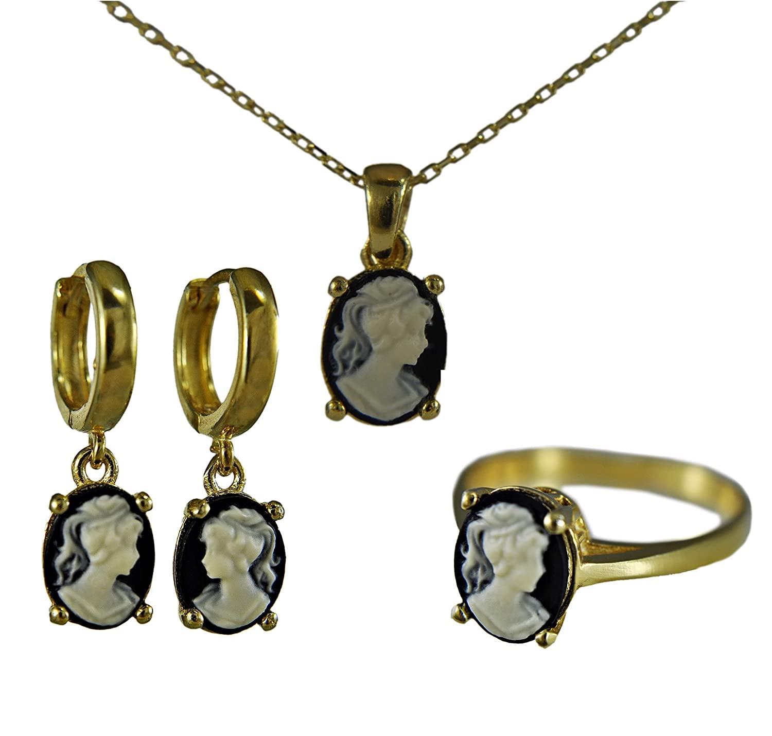 925er vergoldetes Silber - Ring - 14k Vergoldet- Lady Cameo - Gemme - Vintage Style - Verstellbar - Hochzeit - Geschenk Damen - Weihnachtsgeschenk (Ring)