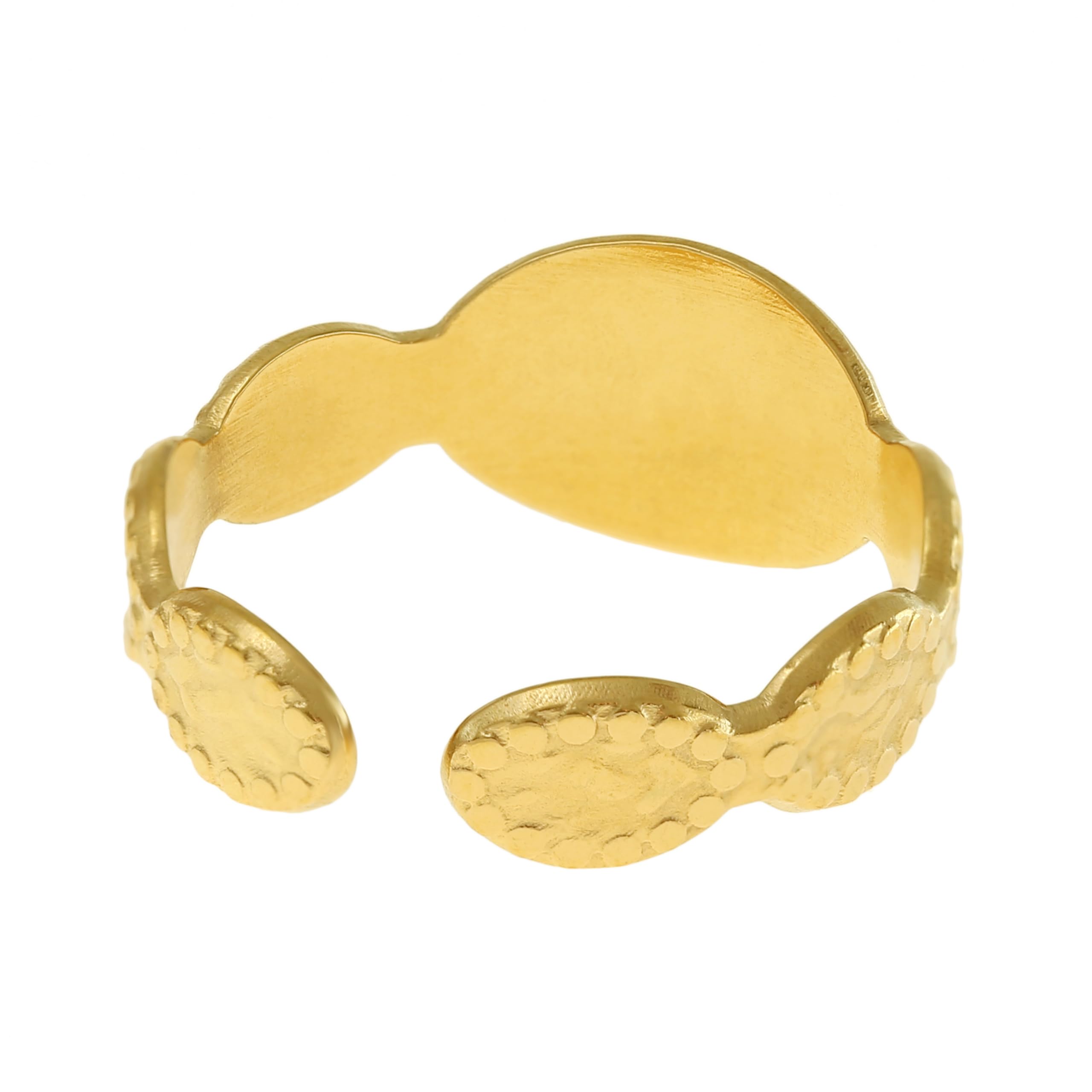 Made by Nami Boho Ring Gold Damen in Sonne Optik mit türkisem Stein aus Chirurgischem Edelstahl Größenverstellbar & Wasserfest Boho Schmuck Damen