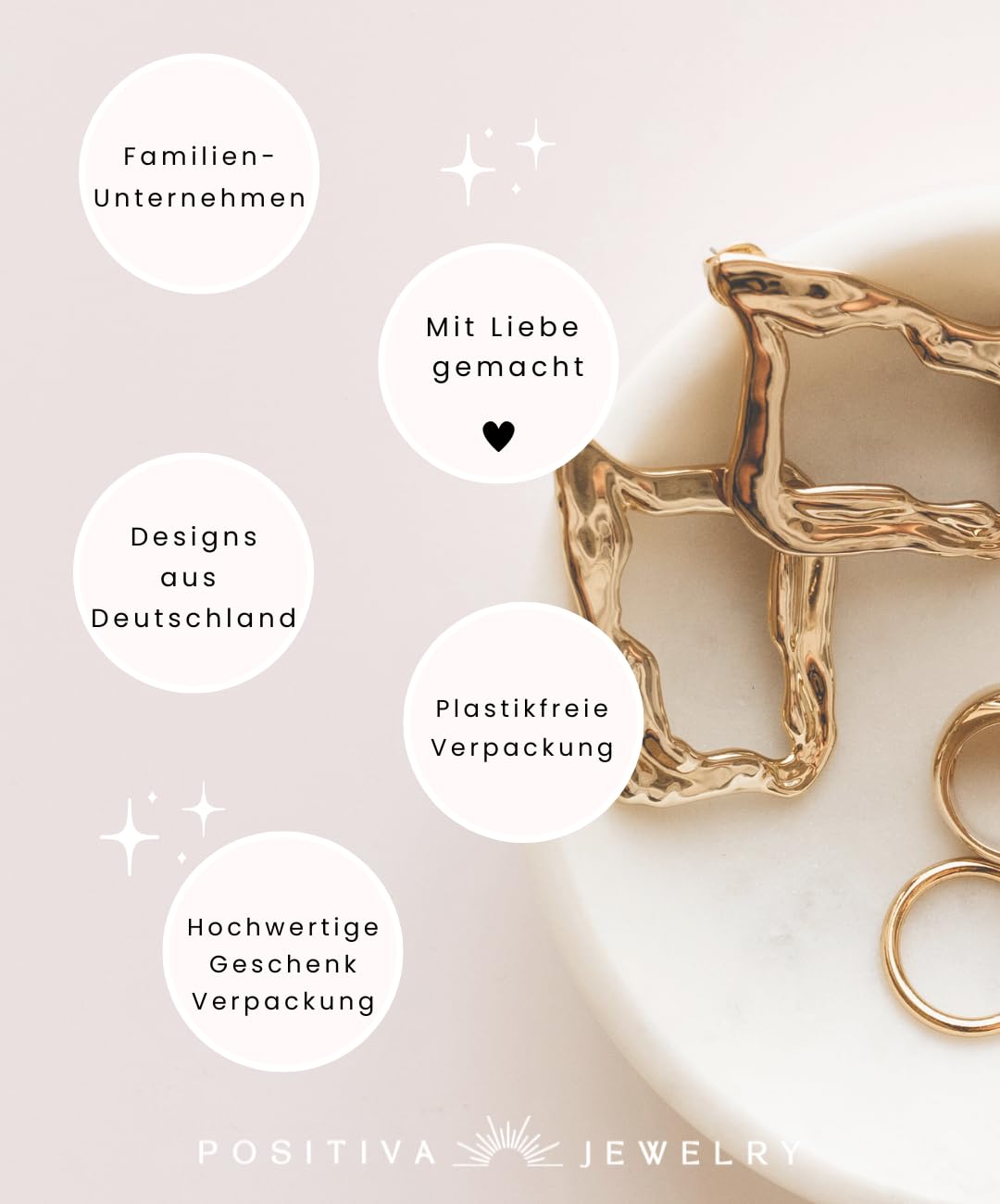 Positiva Jewelry Wellen-Ring Damen Gold – Offener Edelstahlring, 18k vergoldet, größenverstellbar, wasserfest & hypoallergen – Minimalistischer Statement-Ring, Geschenk Frauen inkl. Schmuckbox