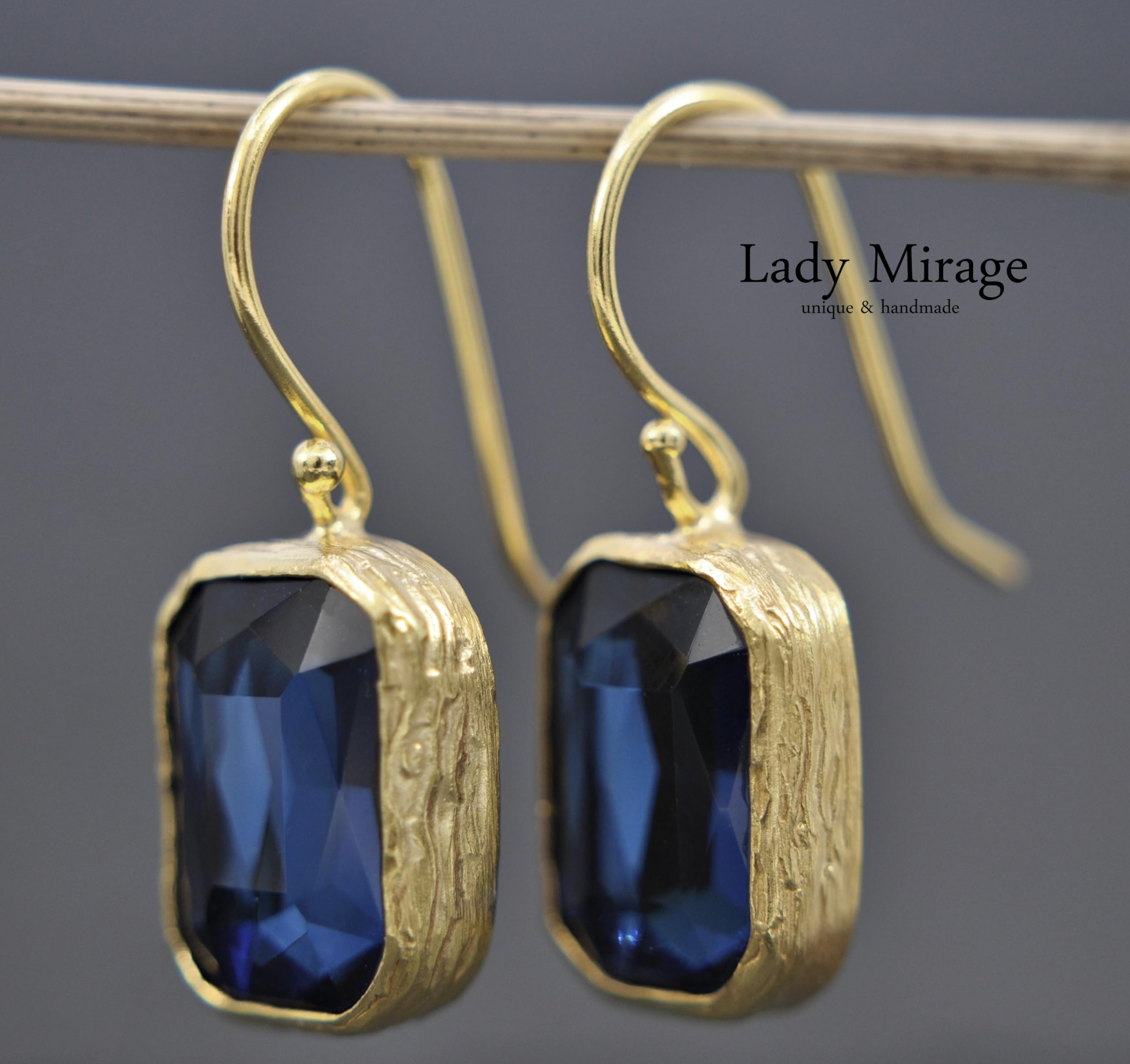 Ring mit Blauem Stein - Saphir Blau - 14k gold filled ring - Rechteckig - Zirkonia - Verstellbar - Hochzeit- Handmade - Geschenk für Sie